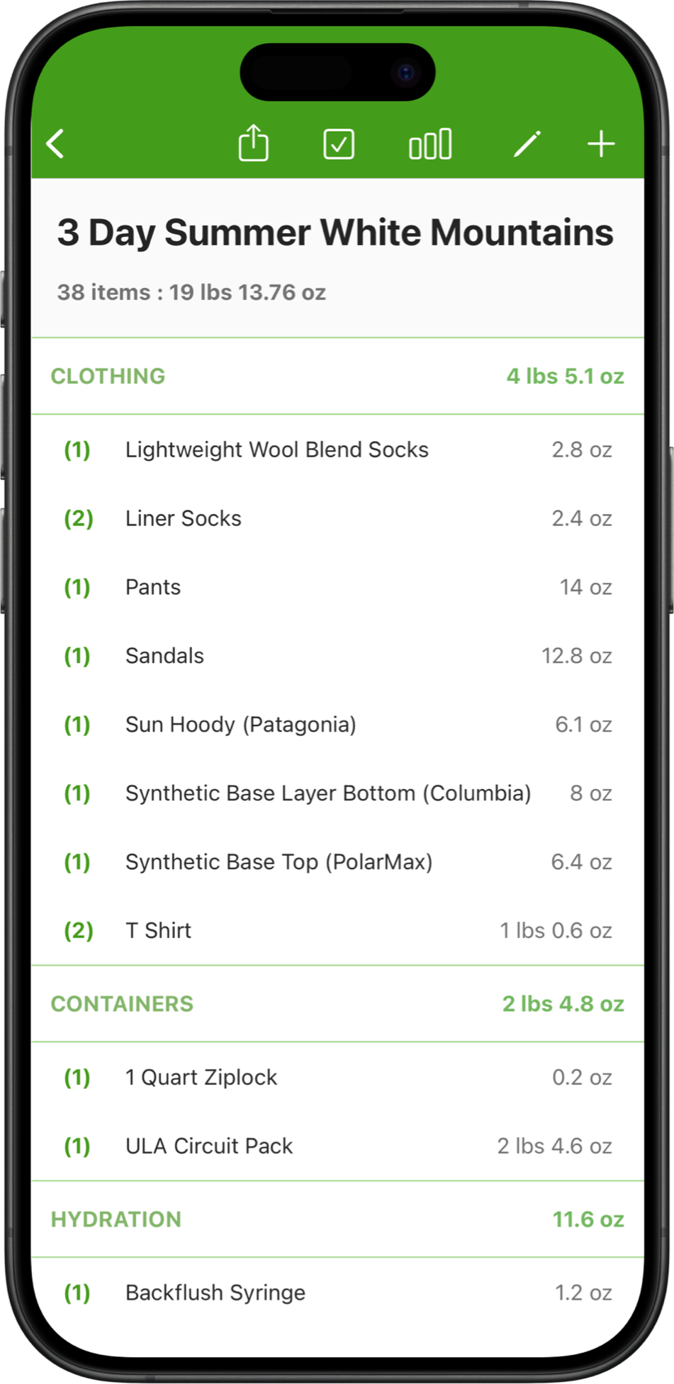 PackLight App Screenshot